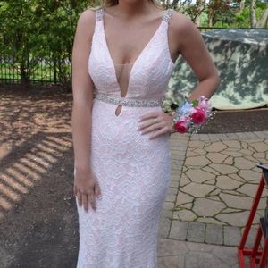 Blush Pink & White Prom Dress